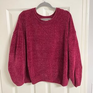 Grace and Lace Chenille Crew Neck Burgundy Sweater Sz L